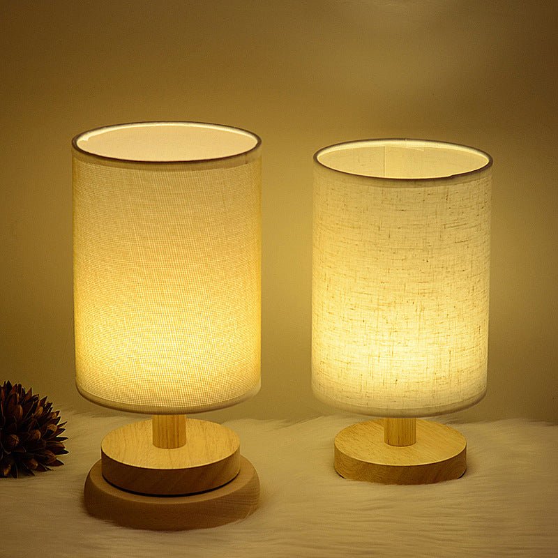 Wooden Table Lamp with Cloth Shade – Children's Study Desk Light