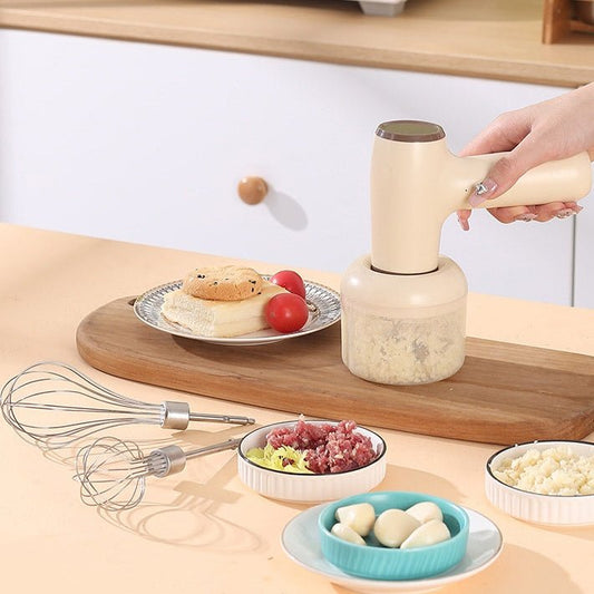 2 In 1 Electric Garlic Chopper – USB Rechargeable Vegetable & Meat Masher Kitchen Gadget