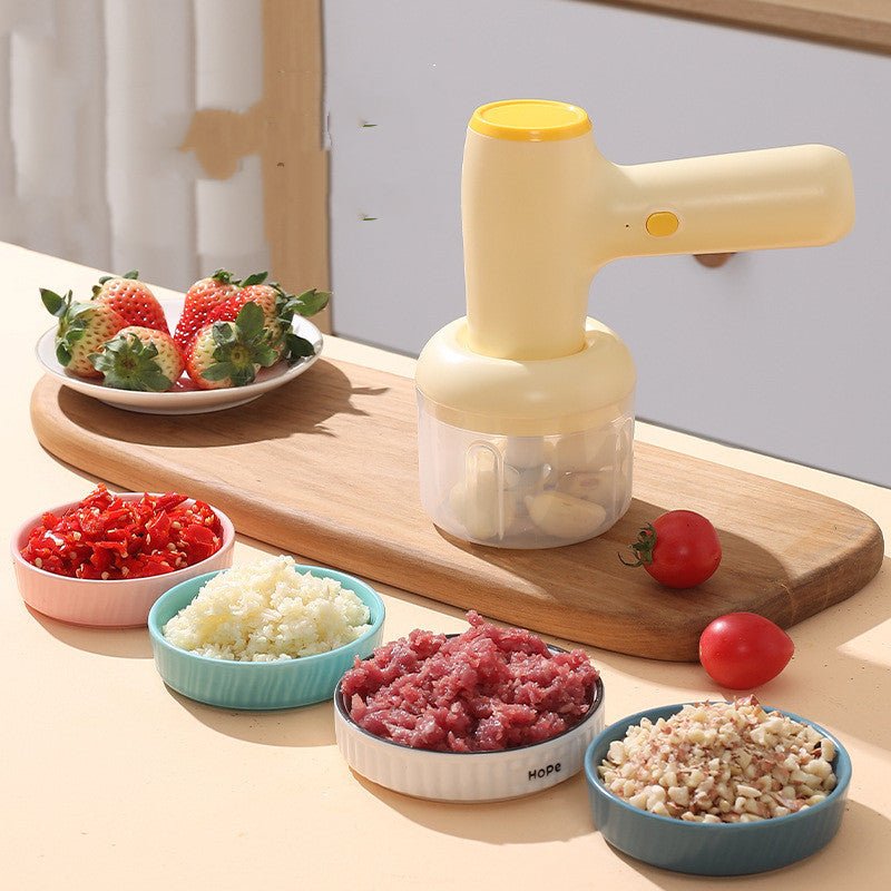 2 In 1 Electric Garlic Chopper – USB Rechargeable Vegetable & Meat Masher Kitchen Gadget