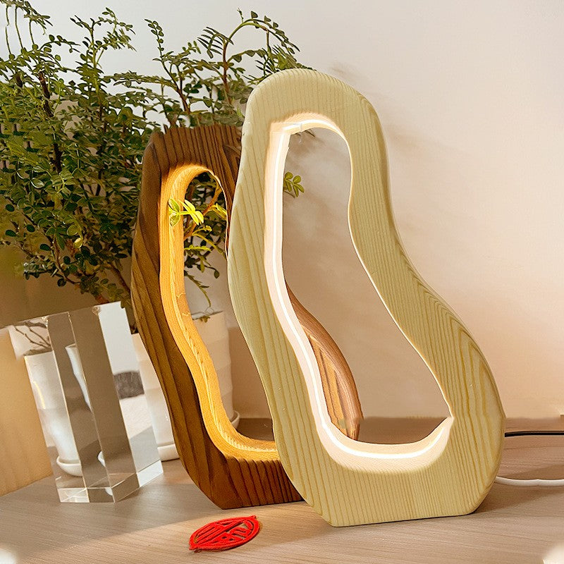 Wooden LED Table Lamp with Hollow Design
