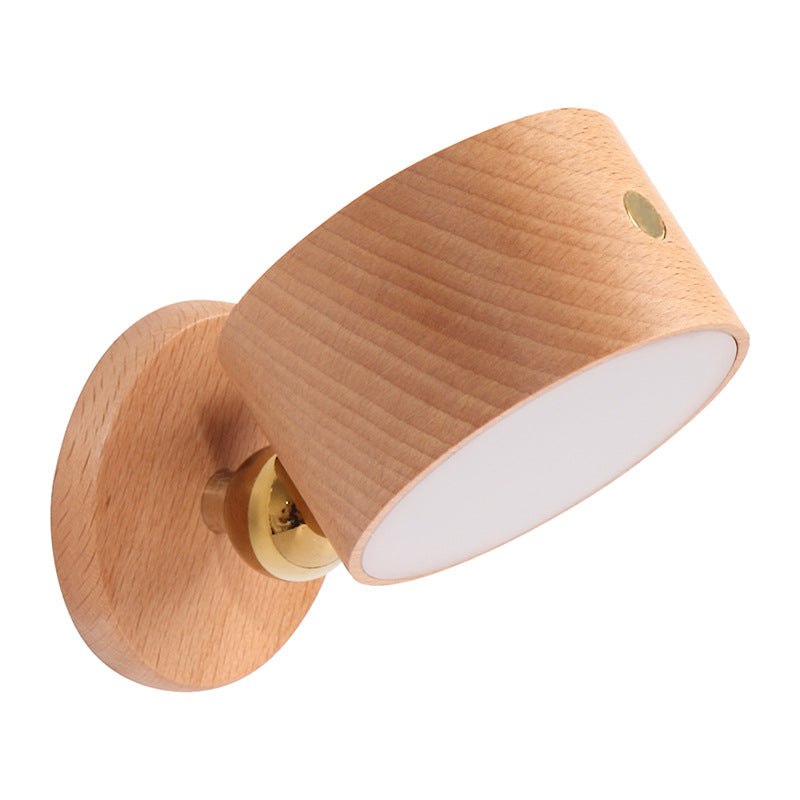 Wooden Bedside Lamp In Bedroom