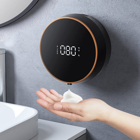 Automatic Wall-Mounted Foam Hand Sanitizer Dispenser with LED Temperature Display USB Rechargeable