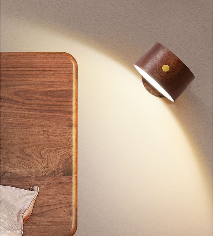 Wooden Bedside Lamp In Bedroom
