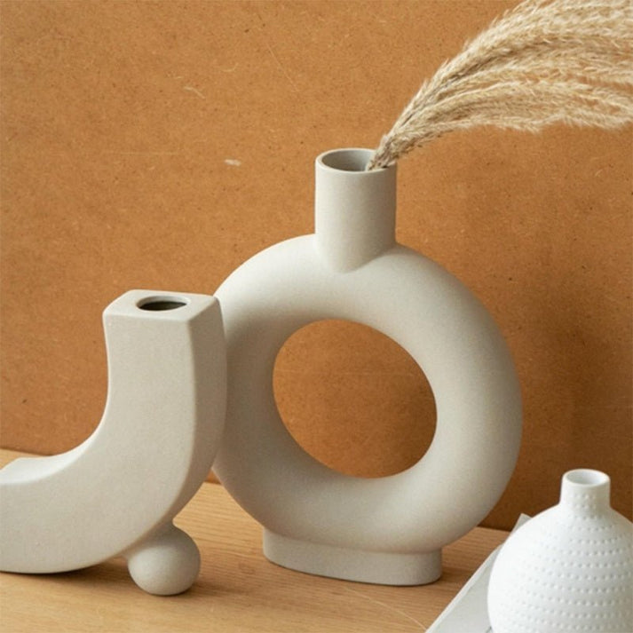 Nordic Ceramic Vase White Minimalist Home Decoration