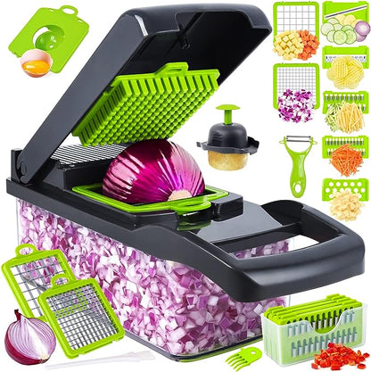 12-in-1 Multifunctional Vegetable Chopper Slicer with Container