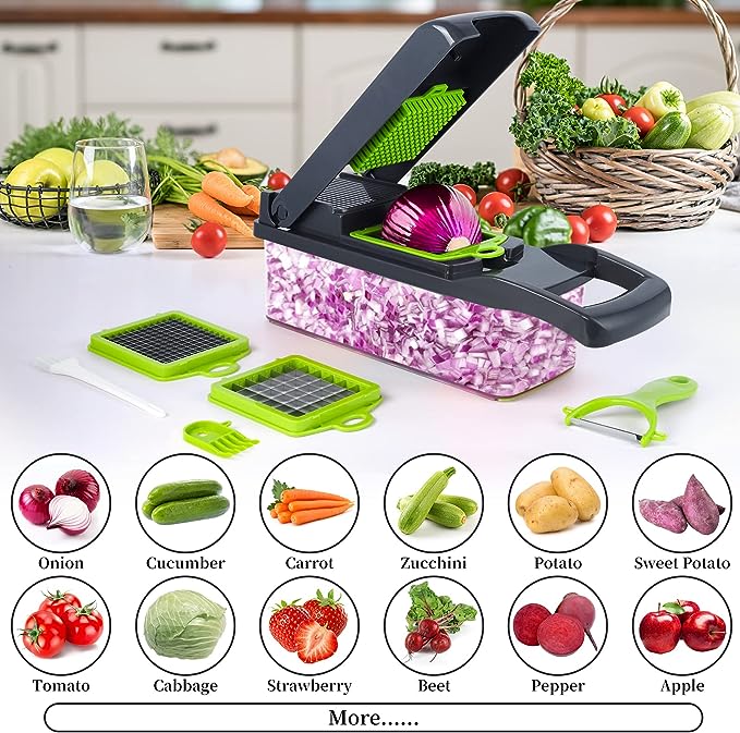 12-in-1 Multifunctional Vegetable Chopper Slicer with Container